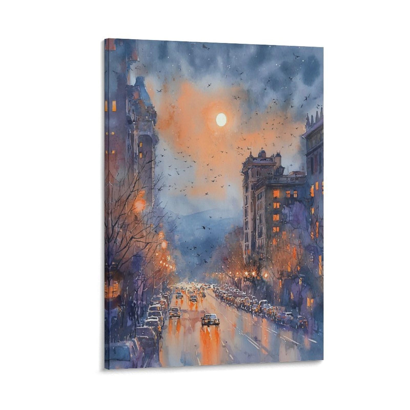 XWYMXZ Portland Watercolor 24x36inch(60x90cm) Vintage Travel Poster Watercolor Canvas Art