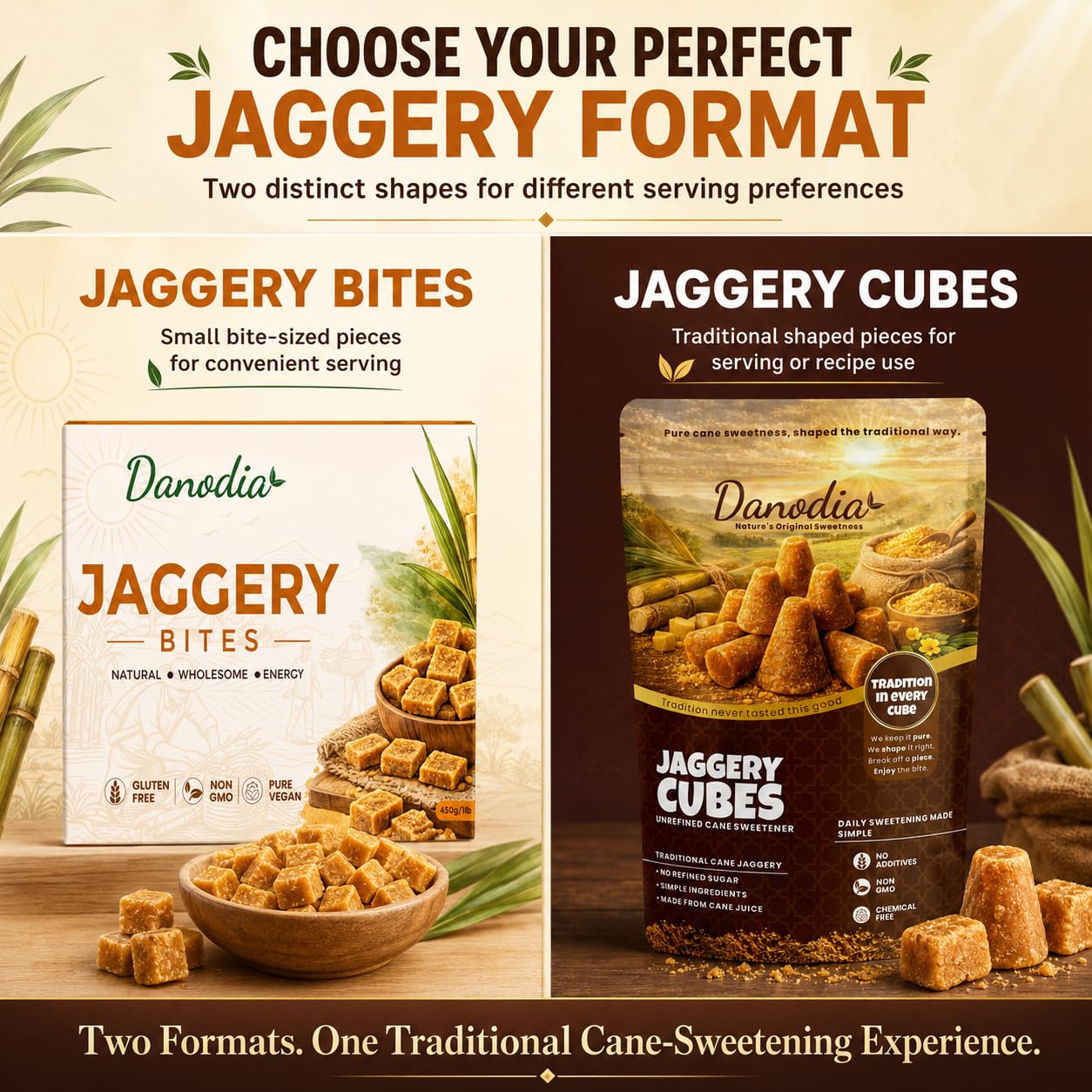 Danodia Foods Jaggery Cubes & Bites Bundle, 450g (1 lb) Each, Pack of 2 image 3