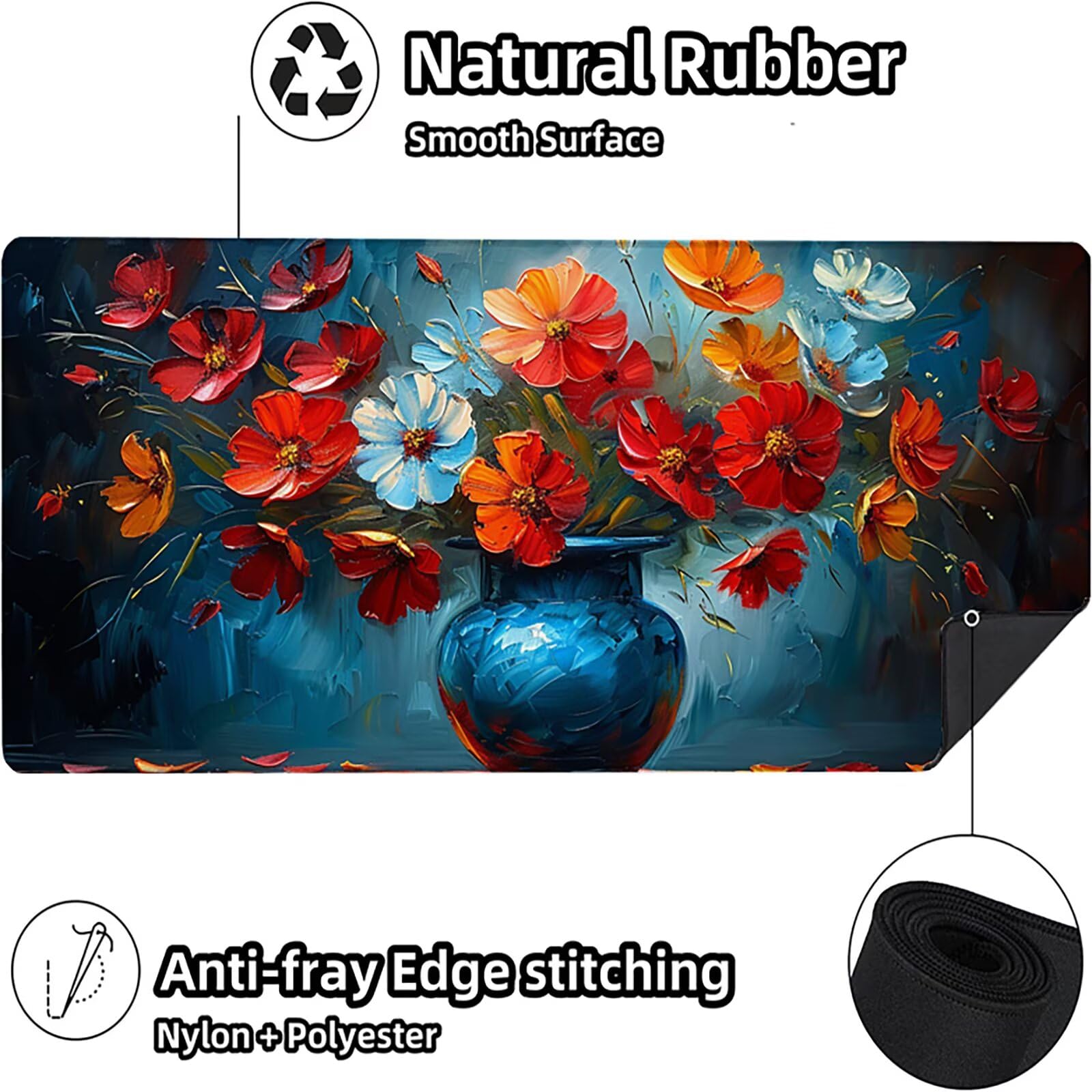 Florero Alfombrilla Ratón Gaming XXL 1500x800 mm, Alfombrilla Gaming Rojo Mousepad con Base de Goma Antideslizante, Impermeable Desk Mat para Teclado y Raton, Accesorios Gaming, Regalos de Hombre I-N