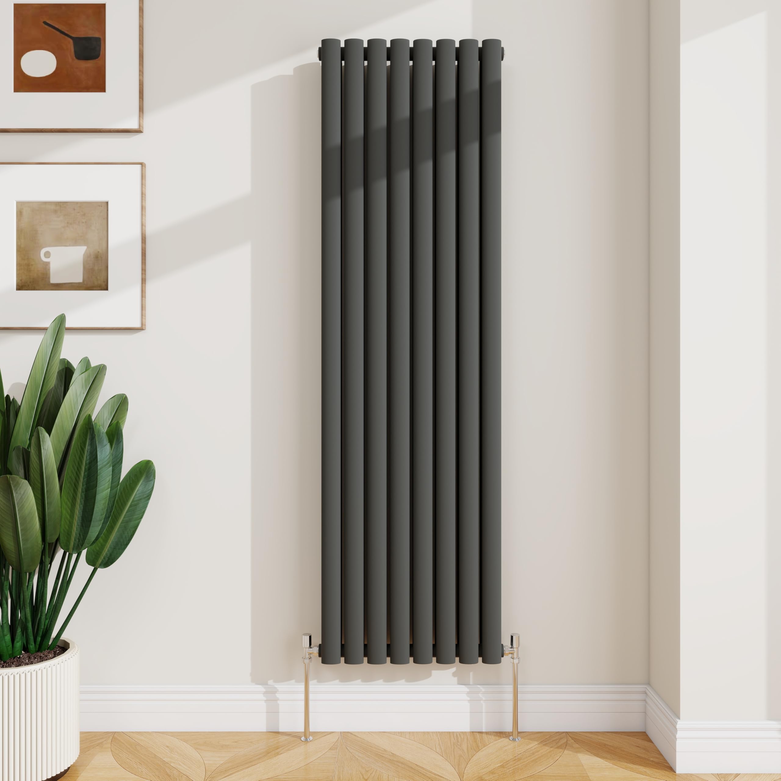 SLINE SANITARY Vertical Oval Column Rradiator Bathroom Central Heating Anthracite 1600×472mm Double Panel Radiator — image 1