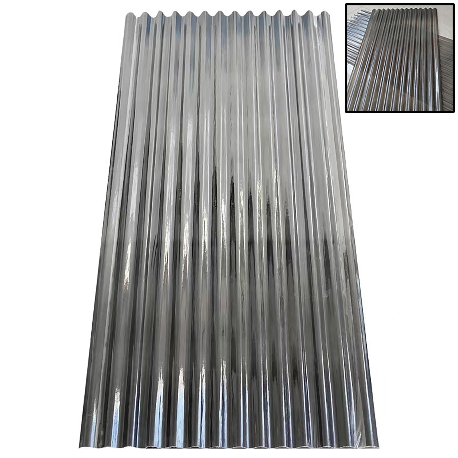 Clear Roofing Panel, 1mm Corrugated Roofing Panels, Cladding Walling Sheeting, Fiberglass Daylighting Panels, Greenhouse Shed Roof Panel, Roofing Sheet, Easy to Roll and Cut(Black,35x79in)