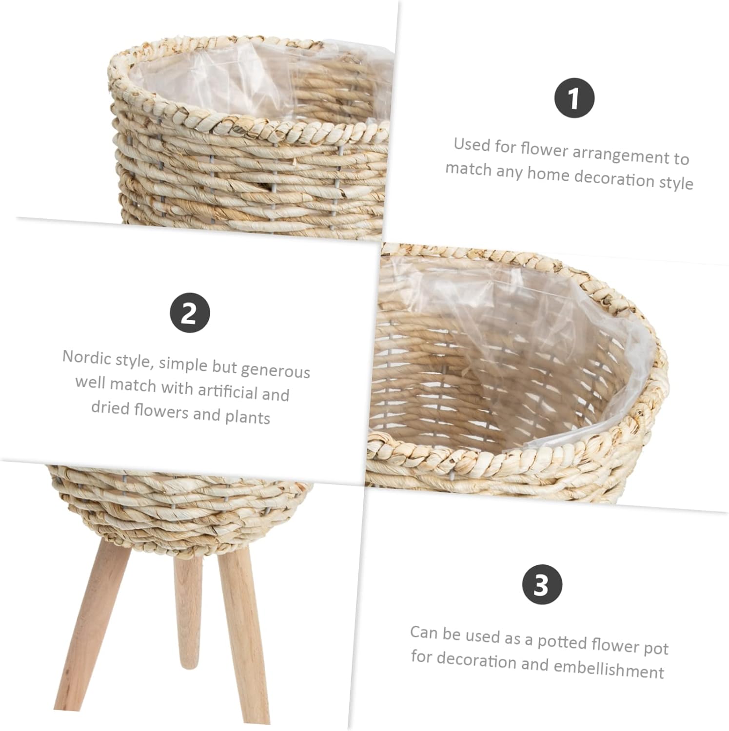 Floral Arranging Bamboo Flower Basket Woven Planter Wedding Flower Girl Basket Home Decor