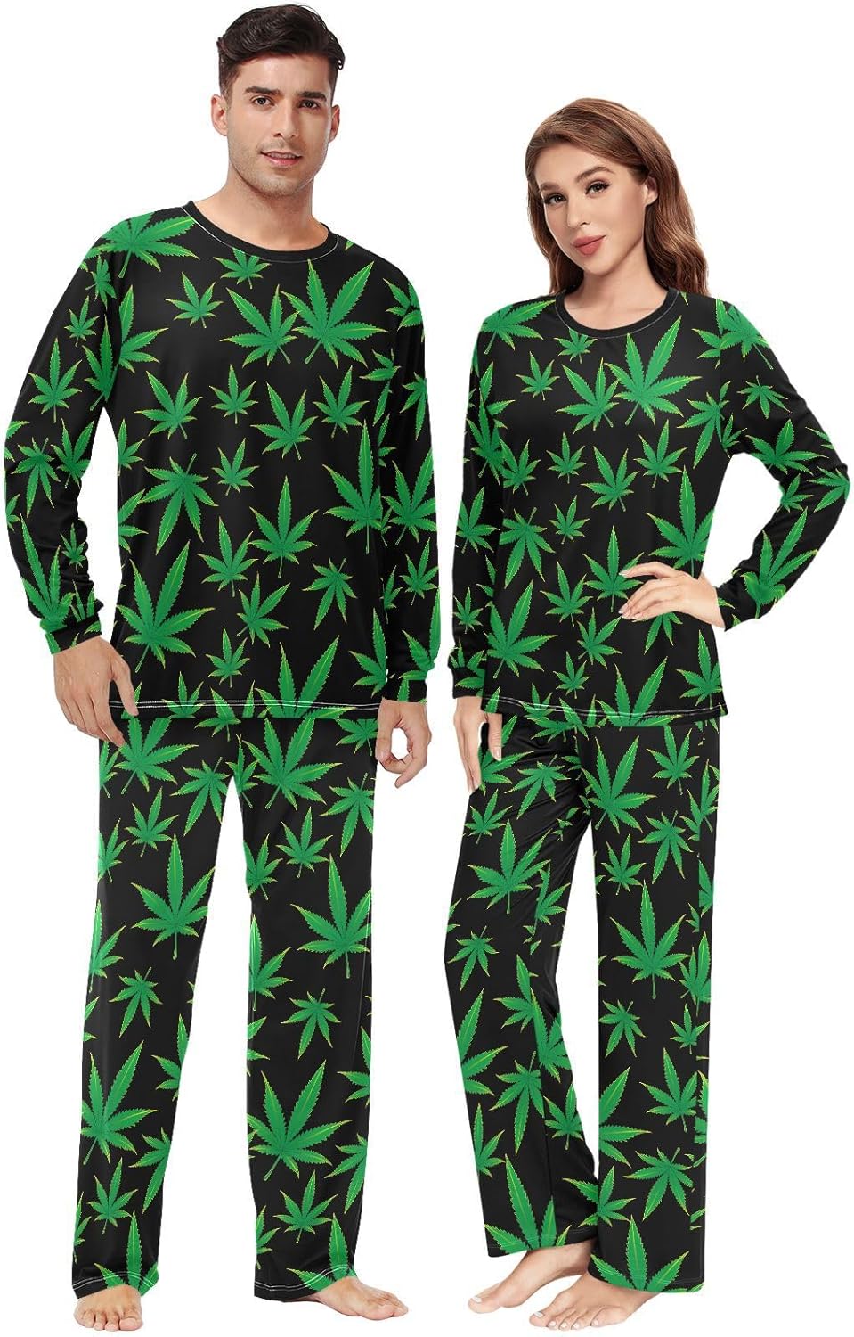 Unisex Pajama Set Family Matching Long Sleeve Sleepwear Lounge Set for Men & Women 2 Piece Pajamas Sets