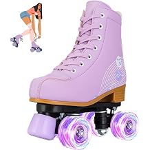 jessie Roller Skates Women and Girl, PU Leather Light up Adult Roller Skates, Cute Adjustable Four-Wheel Beginner Women Roller Skates Outdoor Indoor