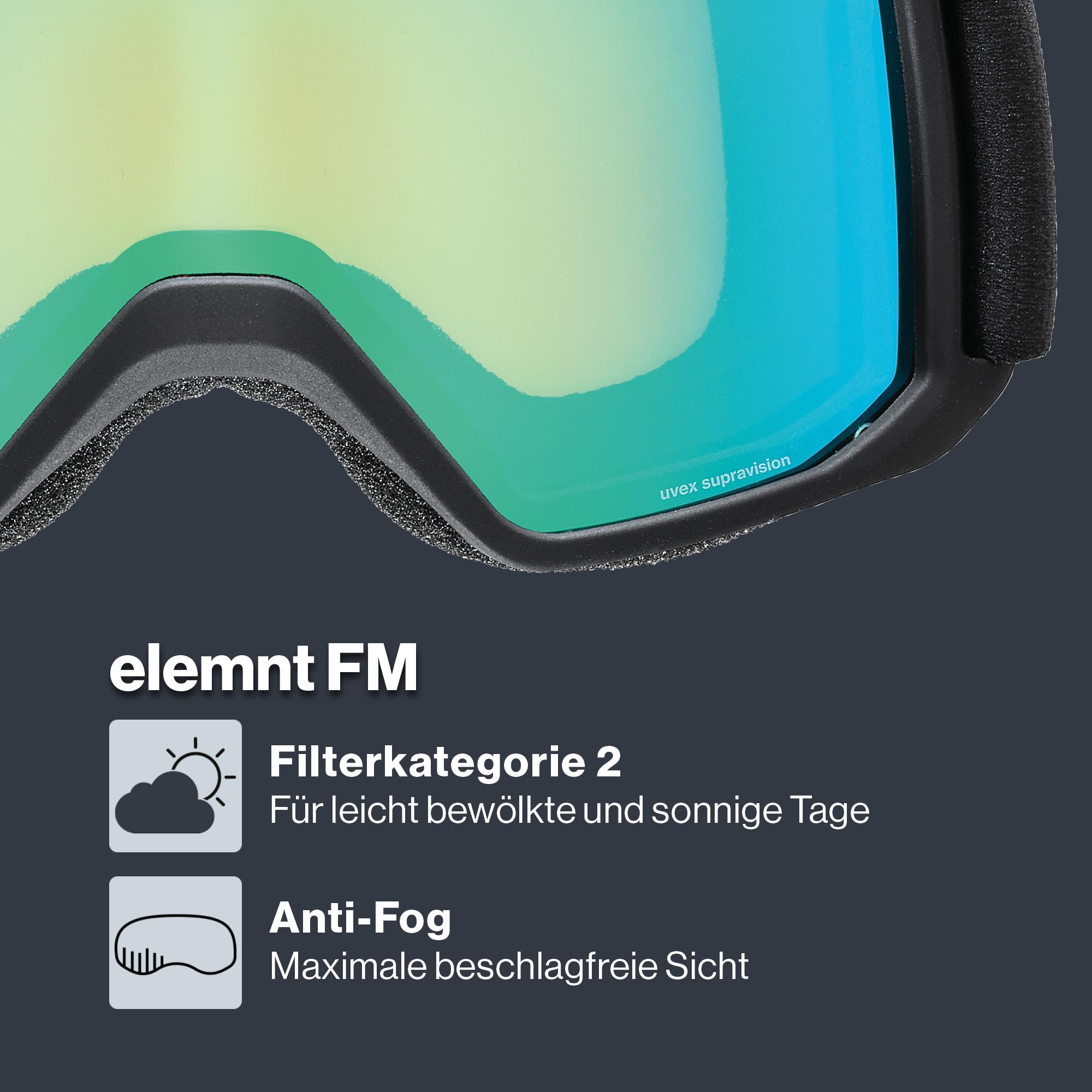 uvex element FM - stylische, verspiegelte Skibrille mit Anti-Fog-Beschichtung, entwickelt für schmale Gesichtsformen perfekt für Teens und junge Erwachsene