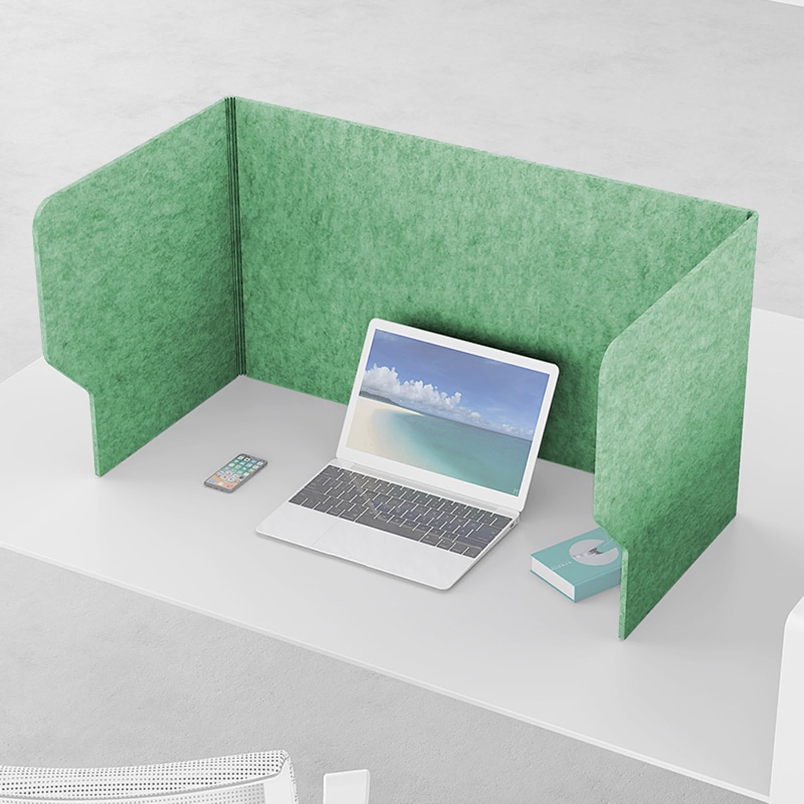 GBRJUYF U-Shaped Acoustic Desk Divider, 100cm Foldable Soundproof Green Partition for Office Workspaces & Libraries, Noise Reduction, Freestanding Office Divider