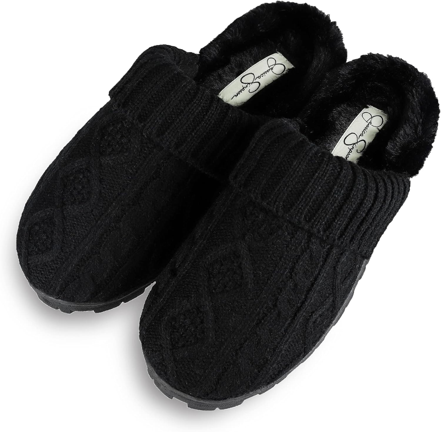Jessica Simpson Women's Soft Cable Knit Memory Foam Clog Slippers with Indoor/Outdoor Sole - Image 4