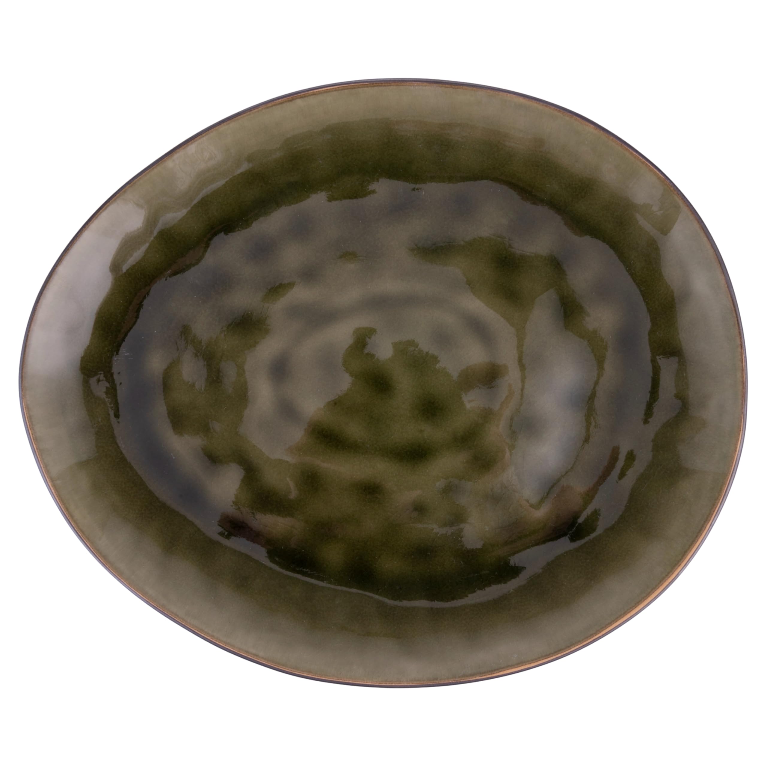 Set of 6 Oval Dinner Plate 28.5 x 24 cm in Two-Tone Stoneware The Market