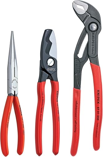KNIPEX Tools 9k 00 80 98 US - Juego de herramientas automotrices de punta de aguja, tijeras de cable y alicates Cobra, 3 piezas