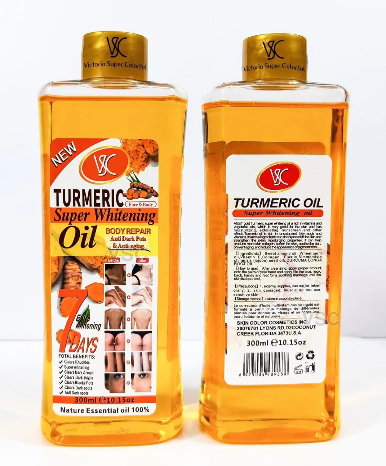 Turmeric Oil Super Whitening Face & Body Moisturizer Nourishing Anti-aging Correct Spots Wrinkle Skincare Essential oil 500ml/16.9oz (500ml/16.9oz)