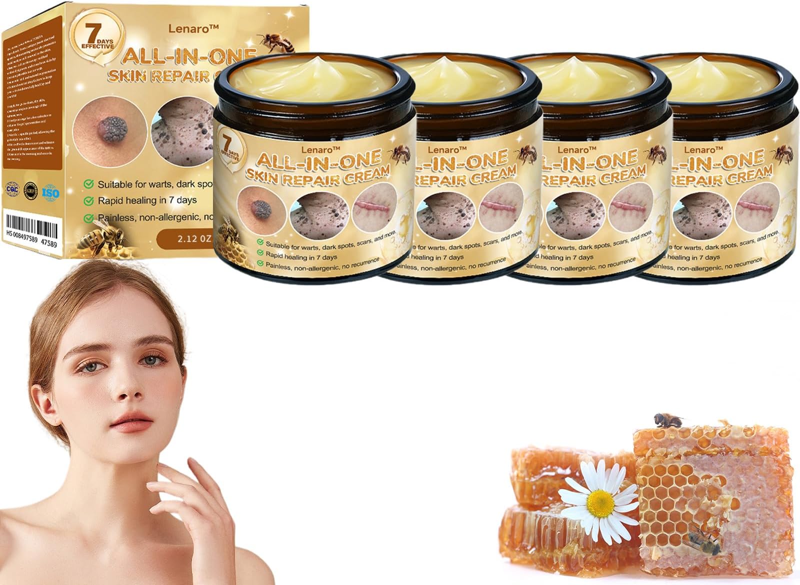 Bee Venom All-in-One Cream, Bee Venom Skin Treatment Cream, bee venom skin repair cream for Face and Body, Professional Moisturizing for All Skin Types (4)