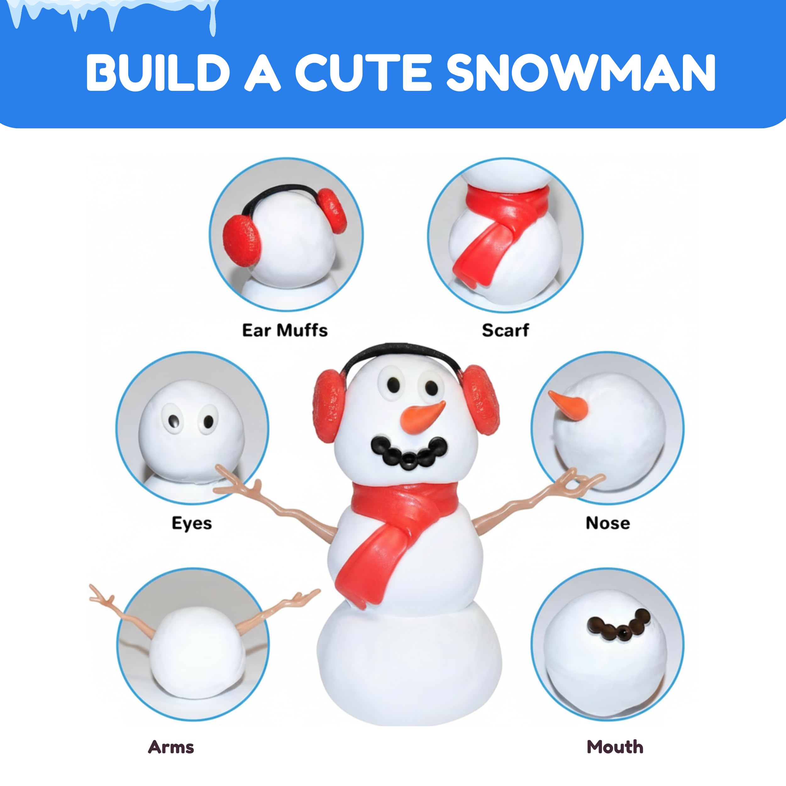 Build Buddiez Schneemann-Bastelset, 12-teiliges Party-Set – Bauen, Spielen und Präsentieren von 12 lufttrocknenden Schneemännern, ideal für Weihnachten, Strumpffüller, Geburtstage und