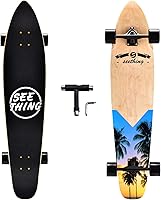 Vista 11 de Patineta de 42 pulgadas de largo completo Cruiser Pintail, el original Artisan Maple Skateboard Cruiser Pintail para crucero, tallado, estilo libre