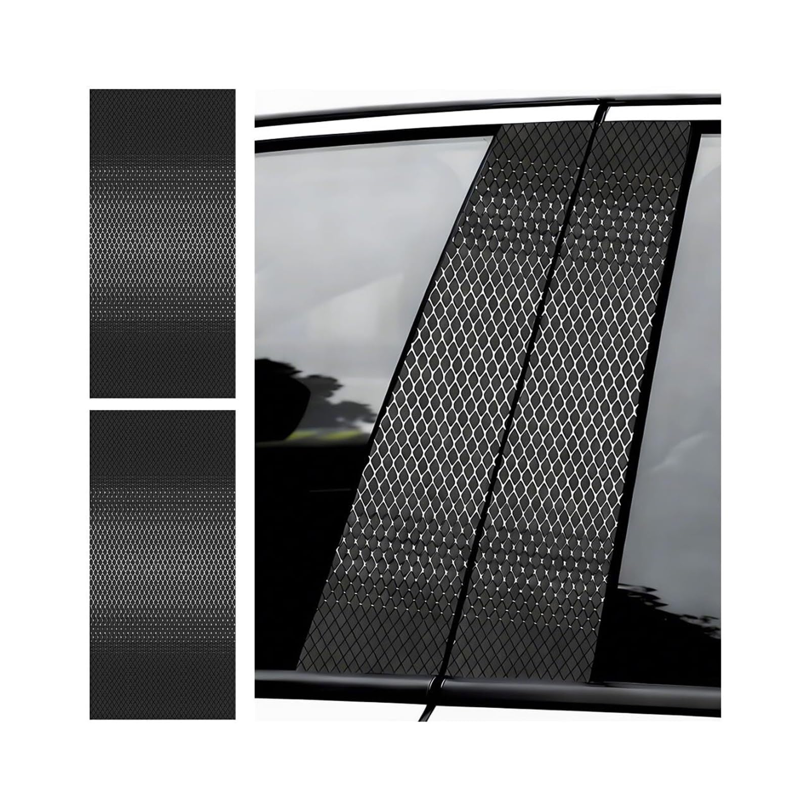 Car B Pillar Stickers, 2PCS Carbon Fiber Hexagon Pattern Scratch Cover Vehicle Door Window Pillar Decal, Automotive Exterior Decorative Stickers(Carbon)