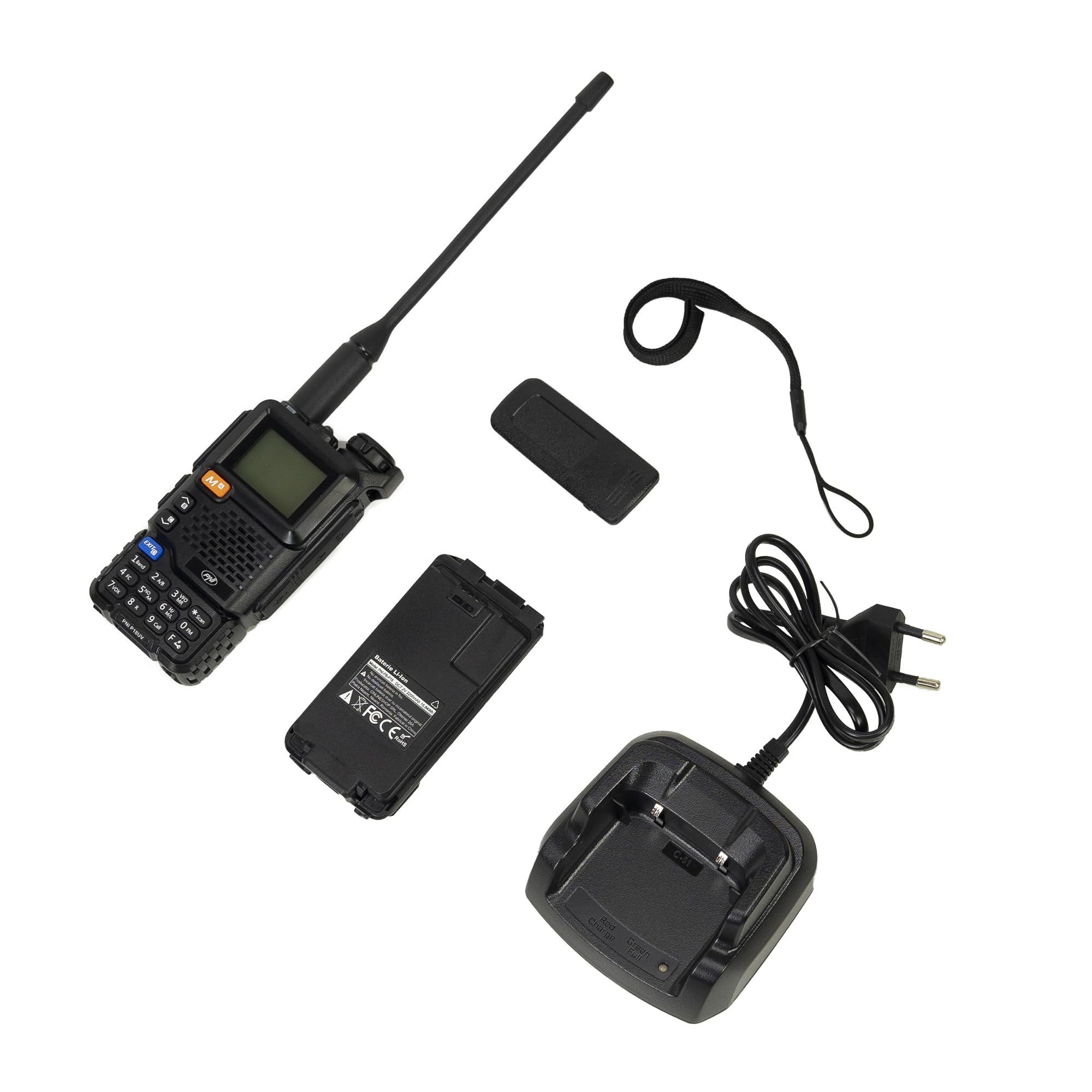 Emisora ​​de Radio portátil VHF/UHF PNI P18UV, dualband, 144-146MHz y 430-440MHz, 200CH, VOX, Scan, Radio FM, Li-Ion 2200 mAh