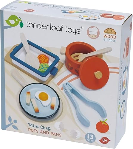 Miniatura 4 de Tender Leaf Toys - Ollas y sartenes - Juego de 13 piezas de cocina de madera para simular, juego de accesorios de cocina para niños - A partir de 3