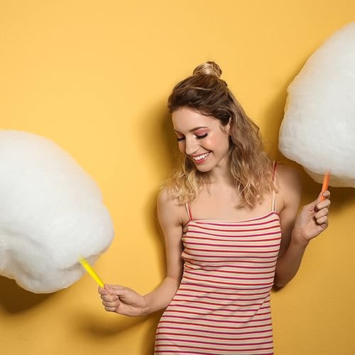 Miniatura 7 de Paquete de 100 conos de algodón de azúcar, palitos de algodón de azúcar, suministros de papel multicolor de algodón de azúcar con cinta adhesiva de