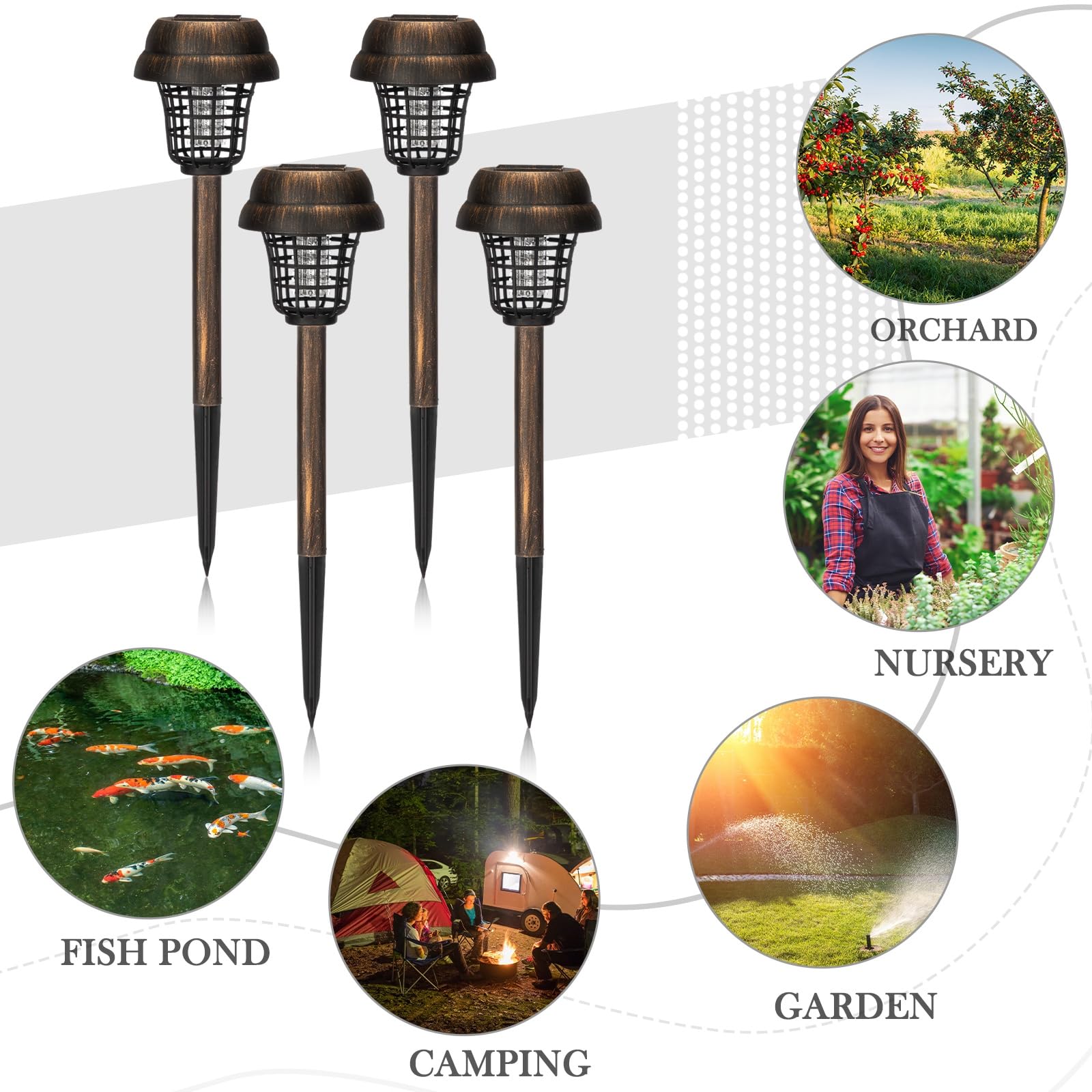 Qualirey Lampada antizanzare a energia solare, per esterni, impermeabile, a energia solare, per patio, cortile, giardino, insetti (viola/luce colorata, plastica)