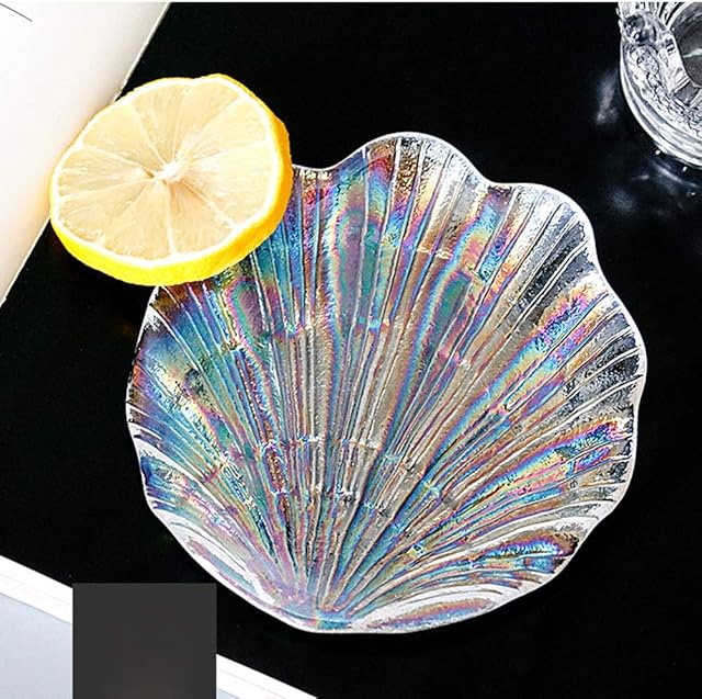Scallop Shells Vintage Fruit Bowl Plate Sea Shell Nautical Decoration Ornament Hand Painted Enameled Shell Style Decorative Hinged Jewelry Trinket Jewelry Plate Beautiful Shell Shape Dish Glass