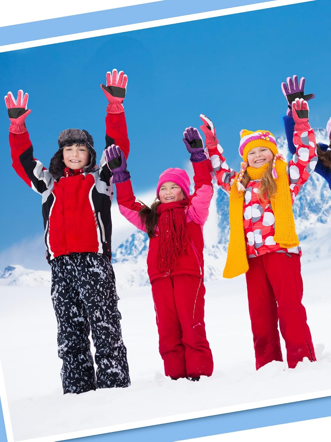 Miniatura 6 de Newcotte 2 pares de guantes de nieve de invierno para niños, guantes de esquí cálidos, guantes de esquí para niños, snowboard y nieve, guantes