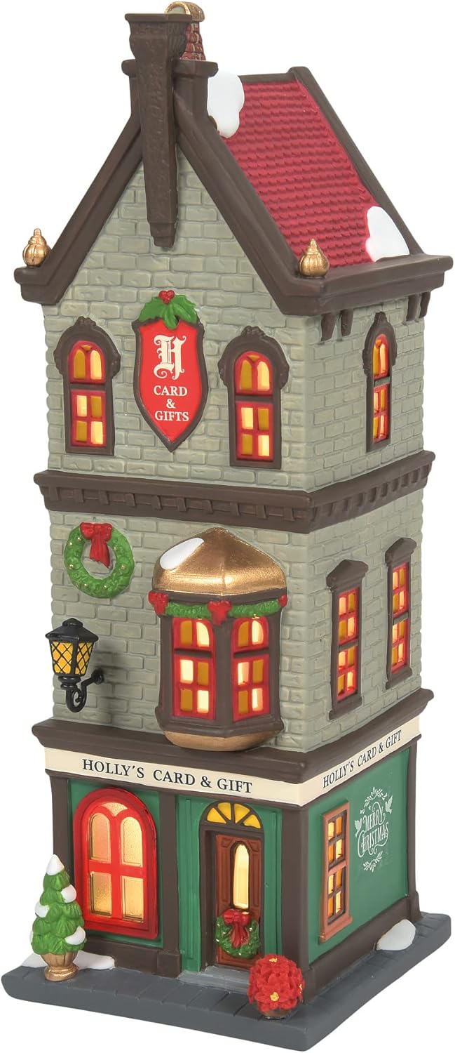 Department 56 Christmas in The City Village Holly's Card and Gift Shop Lit Building, 9.84 Inch, Multicolor