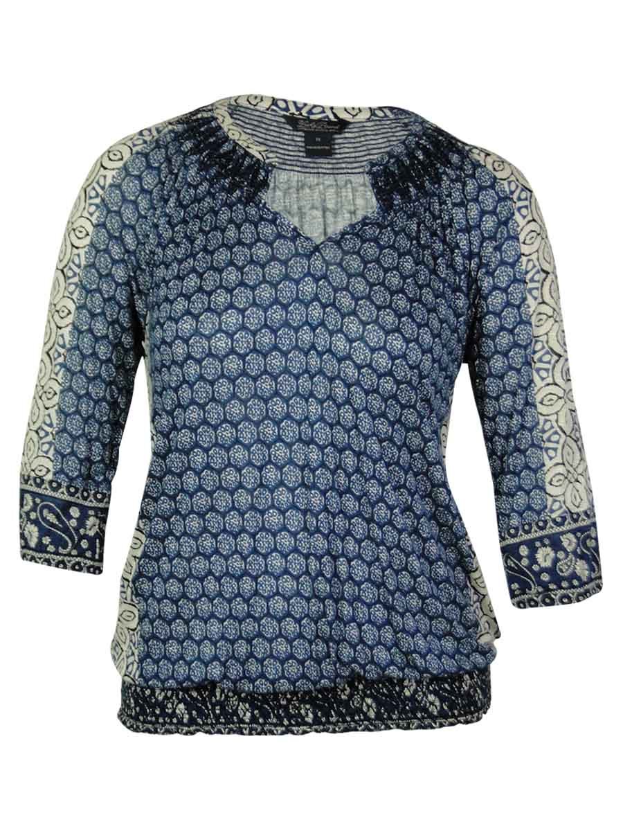 Lucky Brand Women's Plus Size Emery Smocked Top