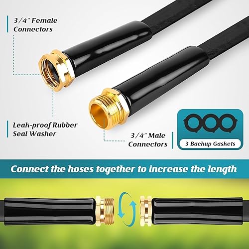 Miniatura 6 de Manguera de jardín expandible de 50 pies, ligera, sin torceduras y resistente a las explosiones, con boquilla rociadora de 8 patrones para césped,