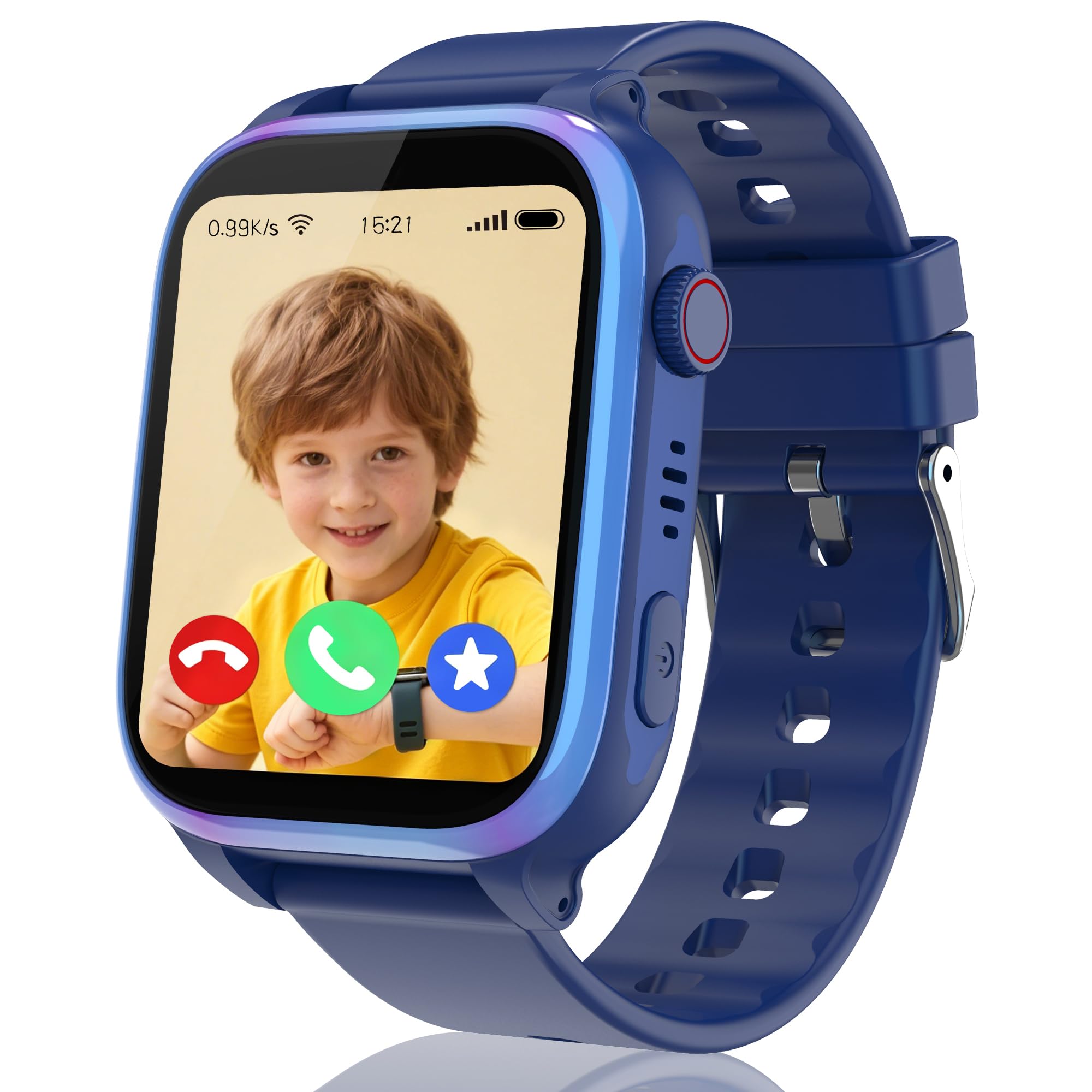 4G Reloj Inteligente Niño, Smartwatch Niño con GPS y Llamadas, HD Videollamada, Chat de Voz, SOS, Modo Escuela, Podómetro, CÔmara, Despertador, Juegos, IP68 Impermeable, Regalo Niñas y Niños Azul