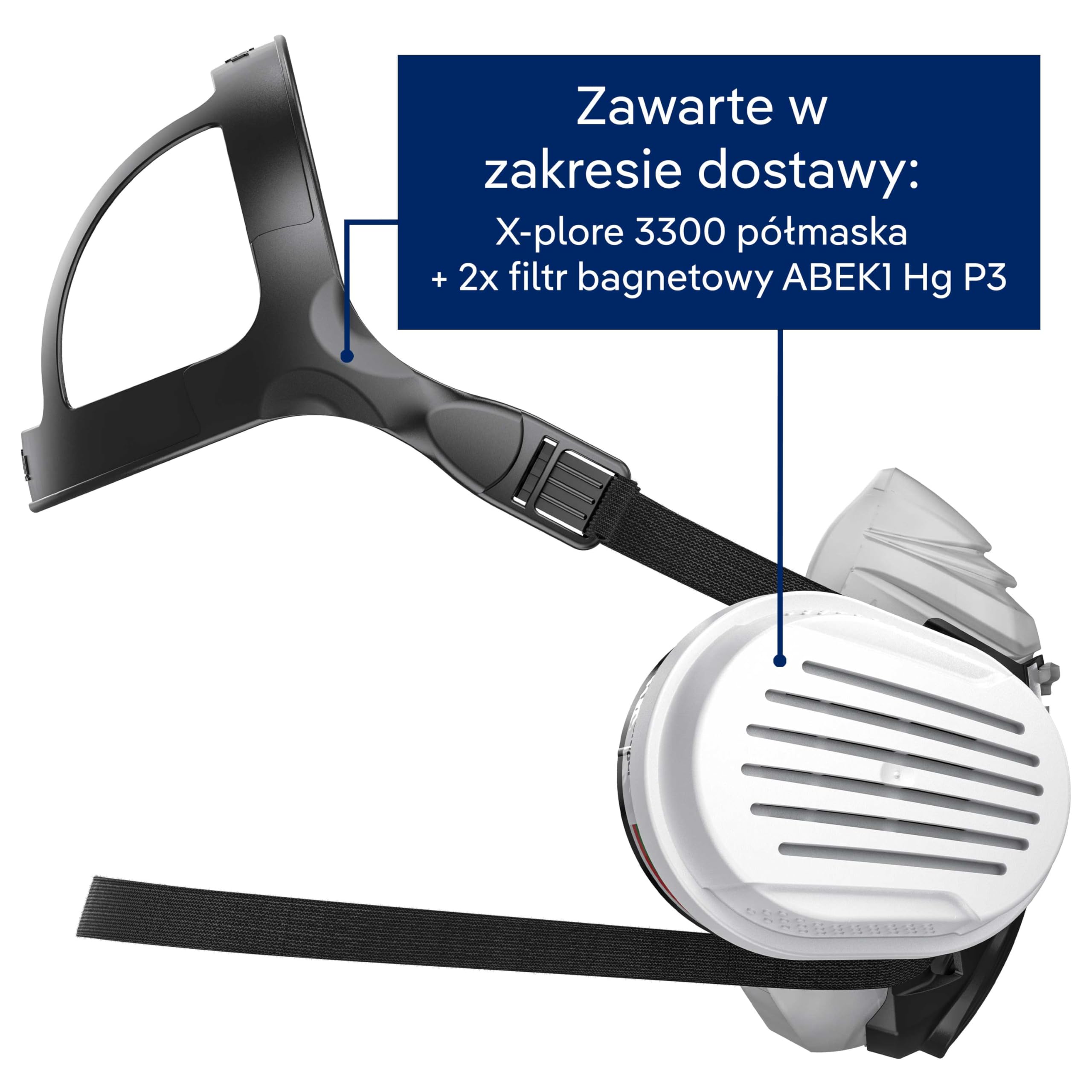 Dräger X-plore 3300 Maska przeciwgazowa - ochrona dróg oddechowych | Maska przeciw chemii i parom - półmaska ABEK1 HG P3