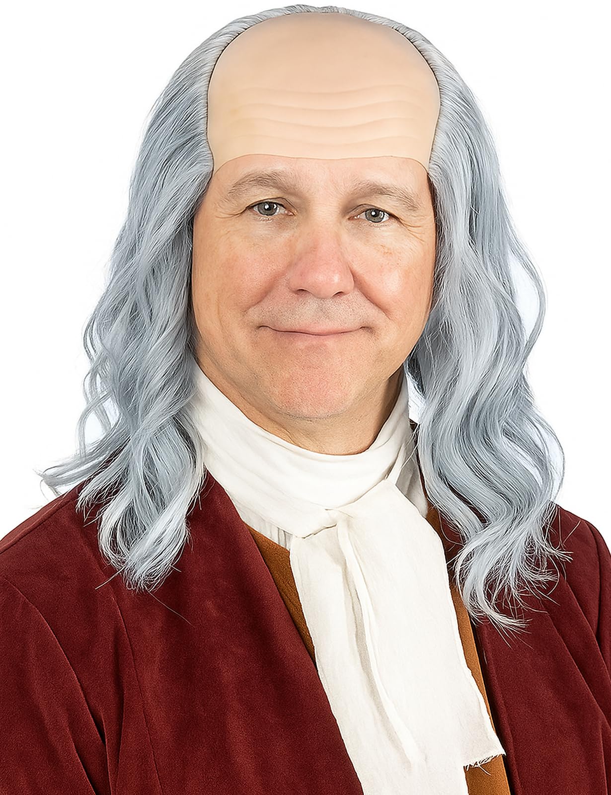 Old Man Bald Wig for Mens Cosplay Halloween Party Wigs | Short Wavy Colonial Costume Synthetic Hair Wigs