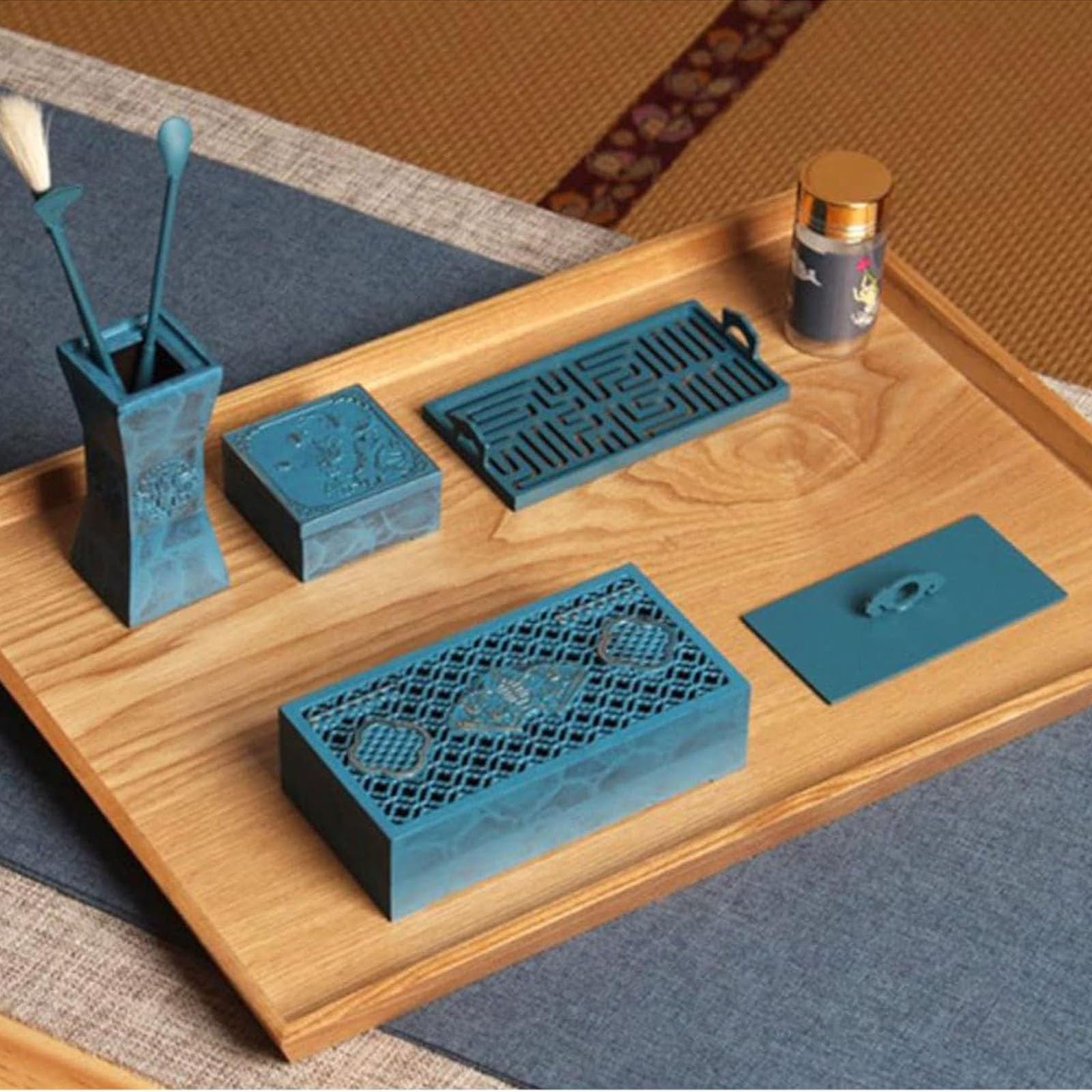 Kit per la produzione di incenso, in ottone, set di fragranze per la casa fai da te con cucchiaio, pala, pennello, bruciatore per relax e fragranza per la casa