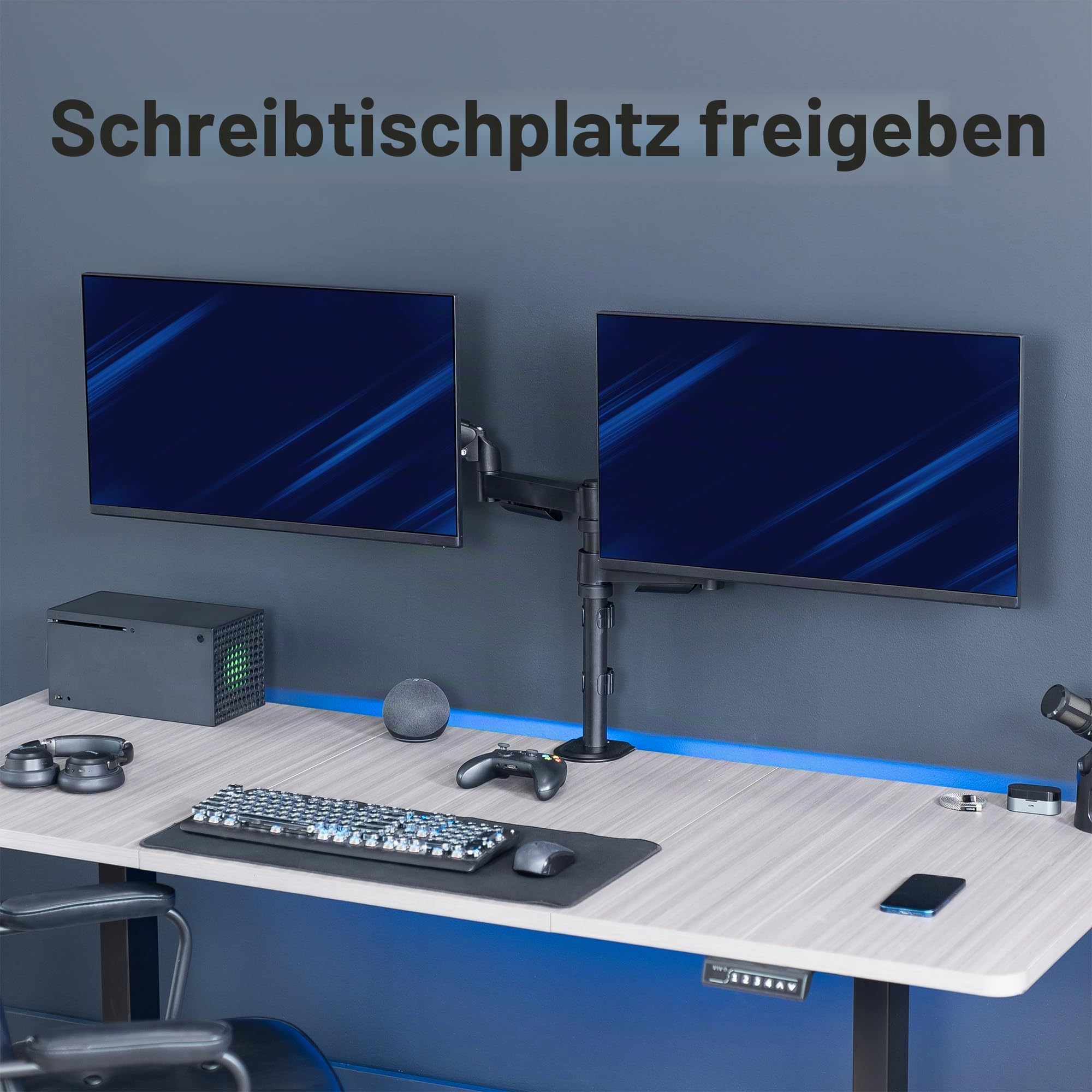 Vivo Pneumatischer Arm Dual Monitor Tischhalterung für 2 Bildschirme bis – Bild 8