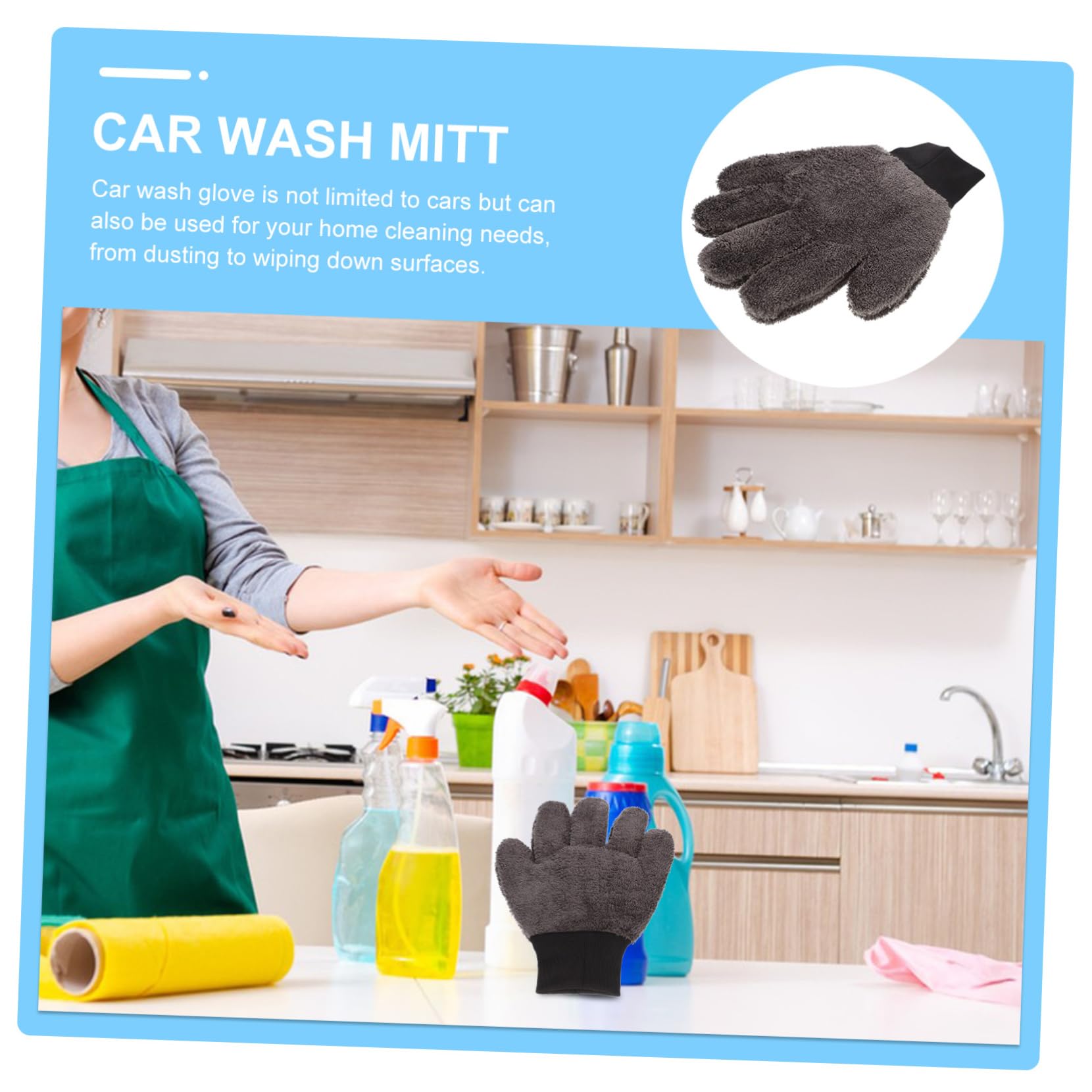 ULTECHNOVO 3pezzi Guanto Per Lavaggio Auto Microfibra Super Morbida Guanto Antiscratch Per Pulizia Esterni Veicoli e Superfici Domestiche Design Spesso e Resistente Facile Da Usare