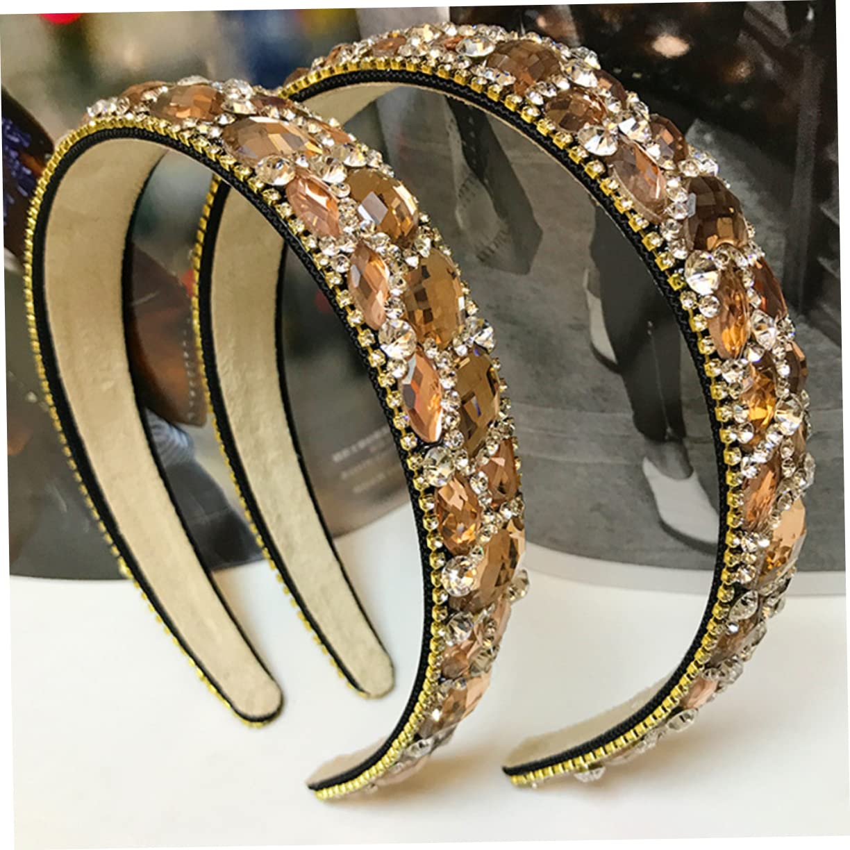 MAGICLULU 3 Piezas diadema de cristal diadema turbante bandana hair topper tiara aro de pelo de mujer costado venda bufanda Accesorios para el cabello Perder sombrerería
