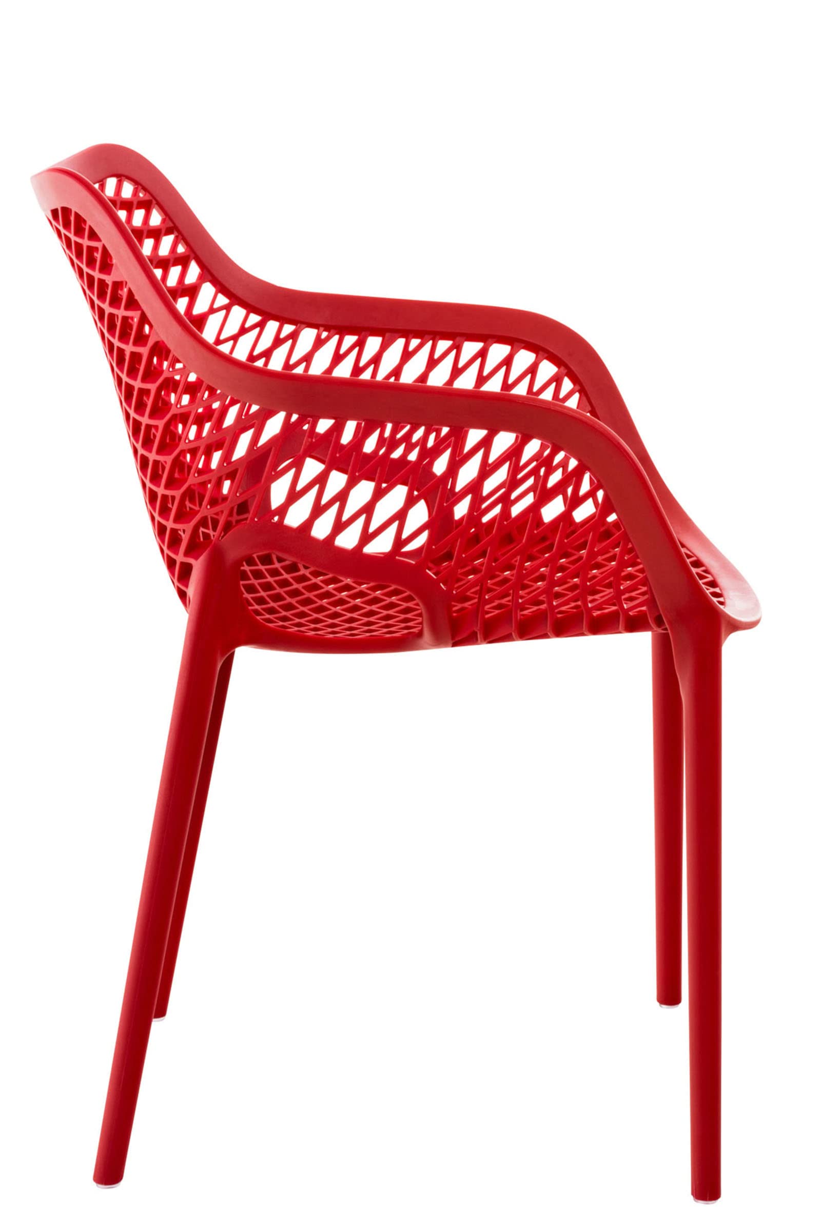 CLP Gartenstuhl 2er Set, stapelbar, wetterfest, modern, Kunststoff Gestell, Nicht verstellbare Armlehnen & Rückenlehne, Air XL, Farbe:rot
