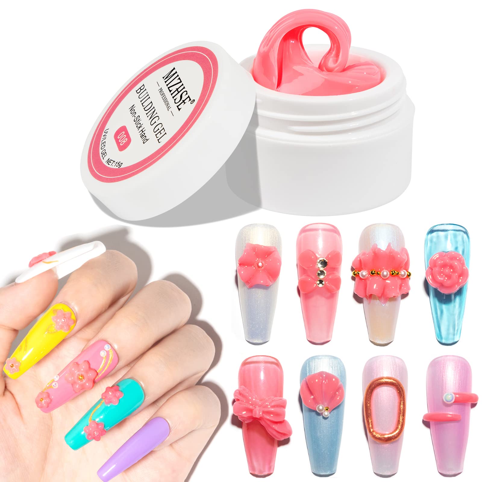 MIZHSE Solid Builder Gel Sculpture Extension Gel for Nail, Non-Sticky Hand Carving Gel Modeling Nail Art Gel 15g