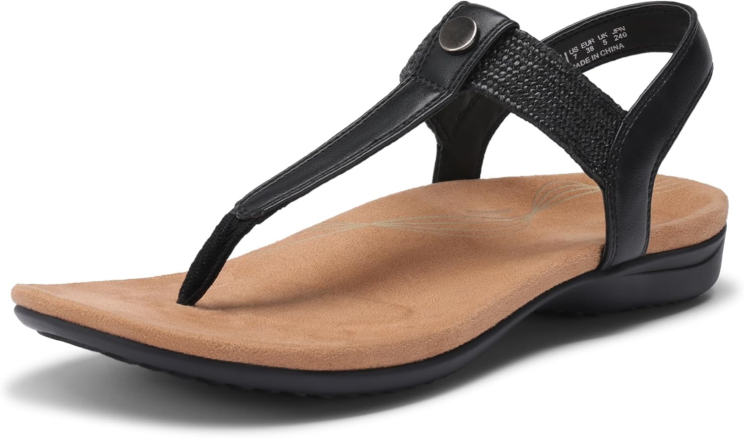DREAM PAIRS Women's Arch Support T-Strap Sandals Comfortable Orthotic Flat Sandals Thong Sandals for Casual Summer Walking