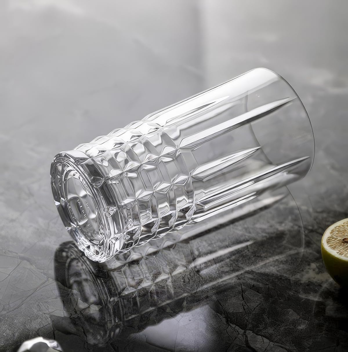 6-Piece Crystal Highball and Collins Glasses Drinking Set – 15 oz Large Capacity, Elegant Crystal Glassware, Perfect for Multipurpose Use with Water, Coffee, Beer, Cocktails, and More (Style-B)