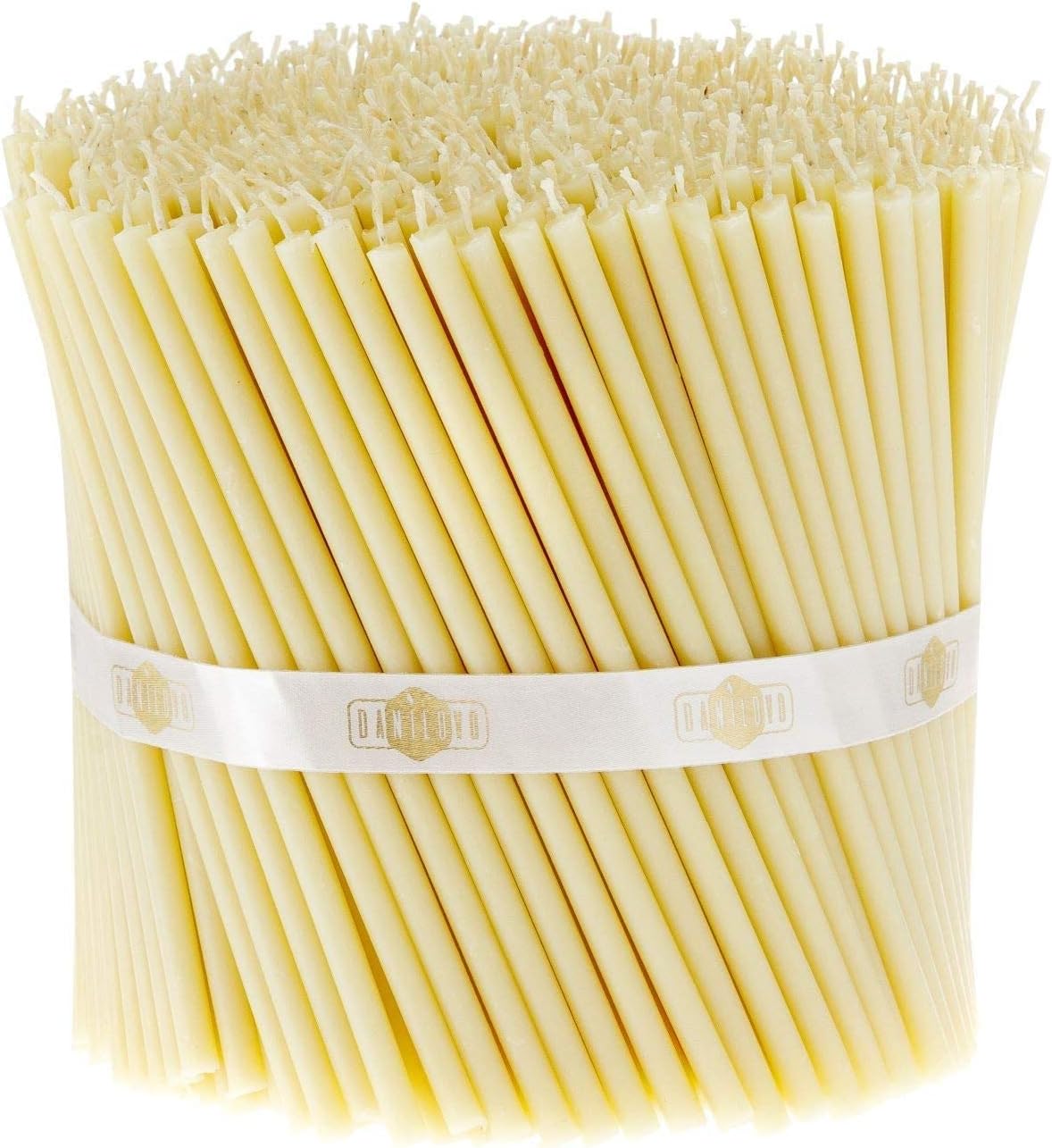Danilovo Thin Taper Beeswax Candles - Honey-Scented, Decorative Candles Ideal for Birthday Decoration or Church Prayers - White Drip Free, Tall & Smokeless Pack of 50 pcs, 15 x 0,5 cm