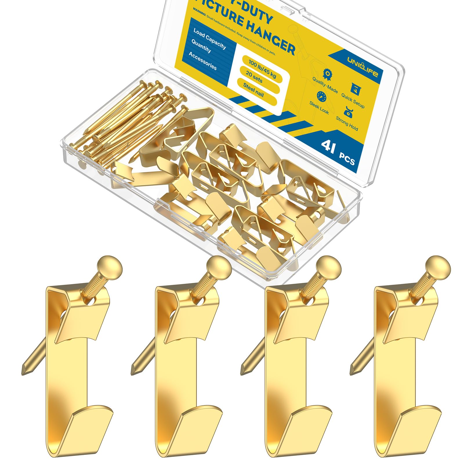 Uniclife Picture Hanging Kit - 188 Hooks & Nails -11