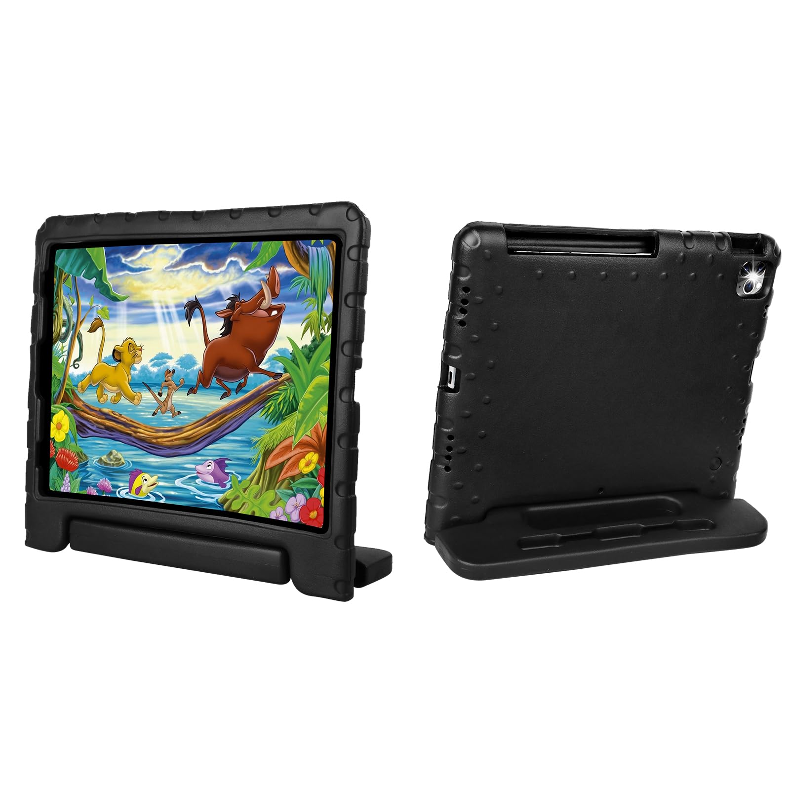 New Kids Case for iPad Pro 12.9 Case Super Protection iPad Pro 12.9 inch 6th 5th 4th 3th Cover with Pencil Holder and Handle Stand for iPad Pro 12.9 2022 2021 2020 2018 Black