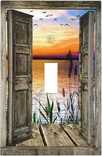 Sunset Beach - Placa decorativa para interruptor de luz de 1 banda, placa de pared de palanca única, placa frontal eléctrica para baño, dormitorio,