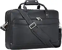 Pasta de couro masculina para laptop de 43.2 cm, bolsa tiracolo para escritório, bolsa de escritório para advogado de viagens de negócios