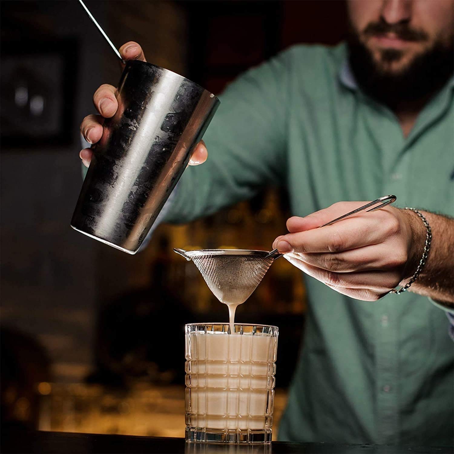 Coctelera de cóctel Kit de barman de 11 piezas - conjunto de agitadores de cóctel de acero inoxidable, herramientas de barra premium: agitador de martini, muddler, jigge, coladores, troncos de l