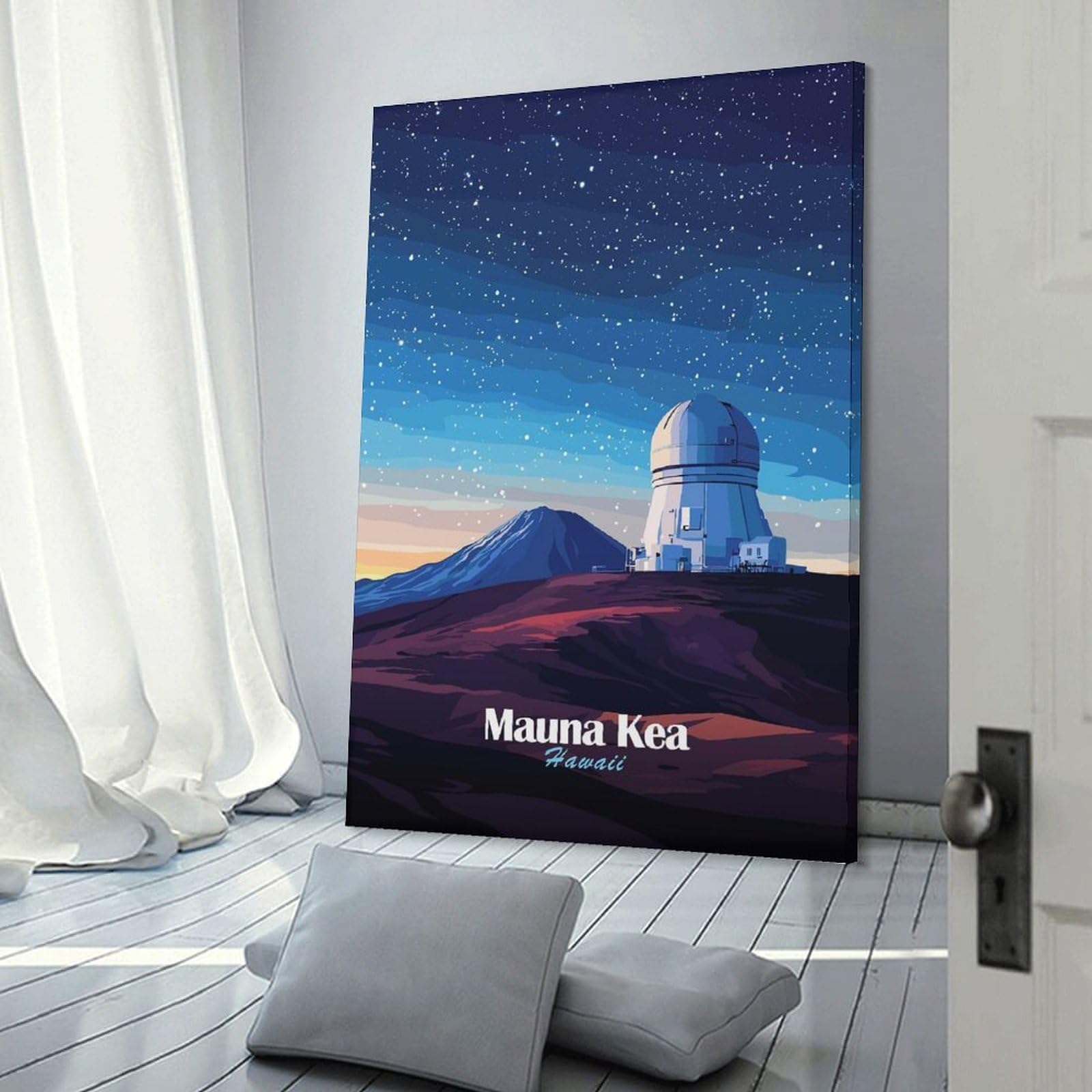 Junmoney Frame-Style-11 Canvas Wall Picture Mauna Kea Observatory, 20X30inch(50X75cm), For Study, Office Or Focused Interiors, Wall Art That Adds Style To Work Areas