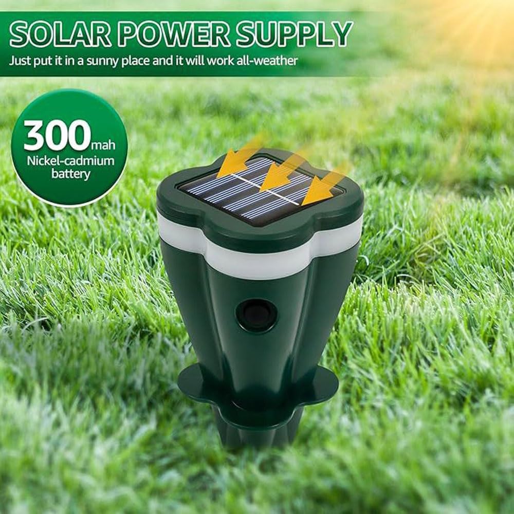 Repellente per Animali a Ultrasuoni a Energia Solare, Controllo Parassiti per Gatti, Cani, Uccelli, Ratti - Deterrente Impermeabile ad Attivazione Motoria per Giardino e Cortile(A)