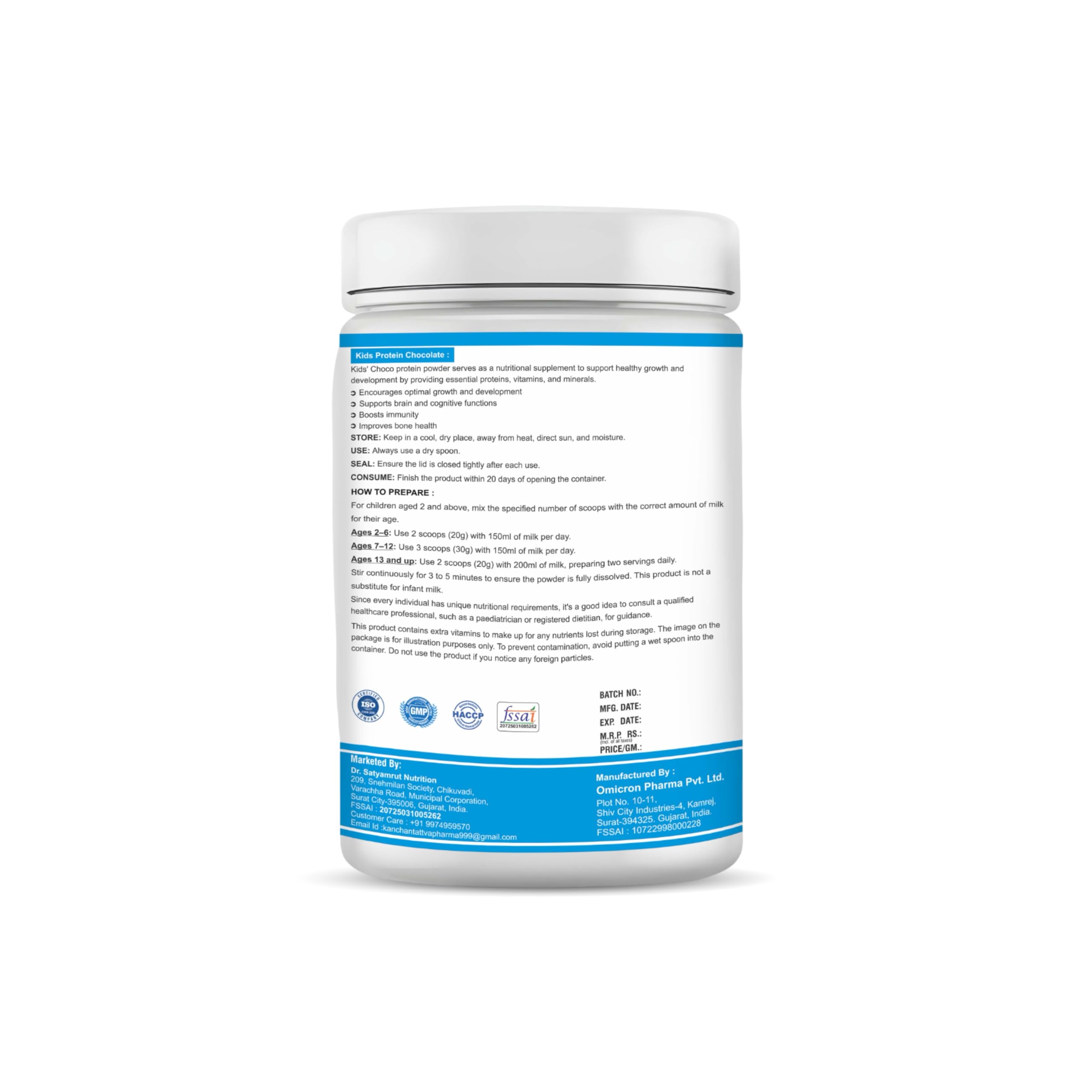 DR SATYAMRUT NUTRITIONAL Kids Protein Powder With DHA & Vitamin D for Growth & Strong Bones | Brain Development + Immunity For Growing Children | Delicious Chocolate Flavour | (400 gm) — Amazon image 2