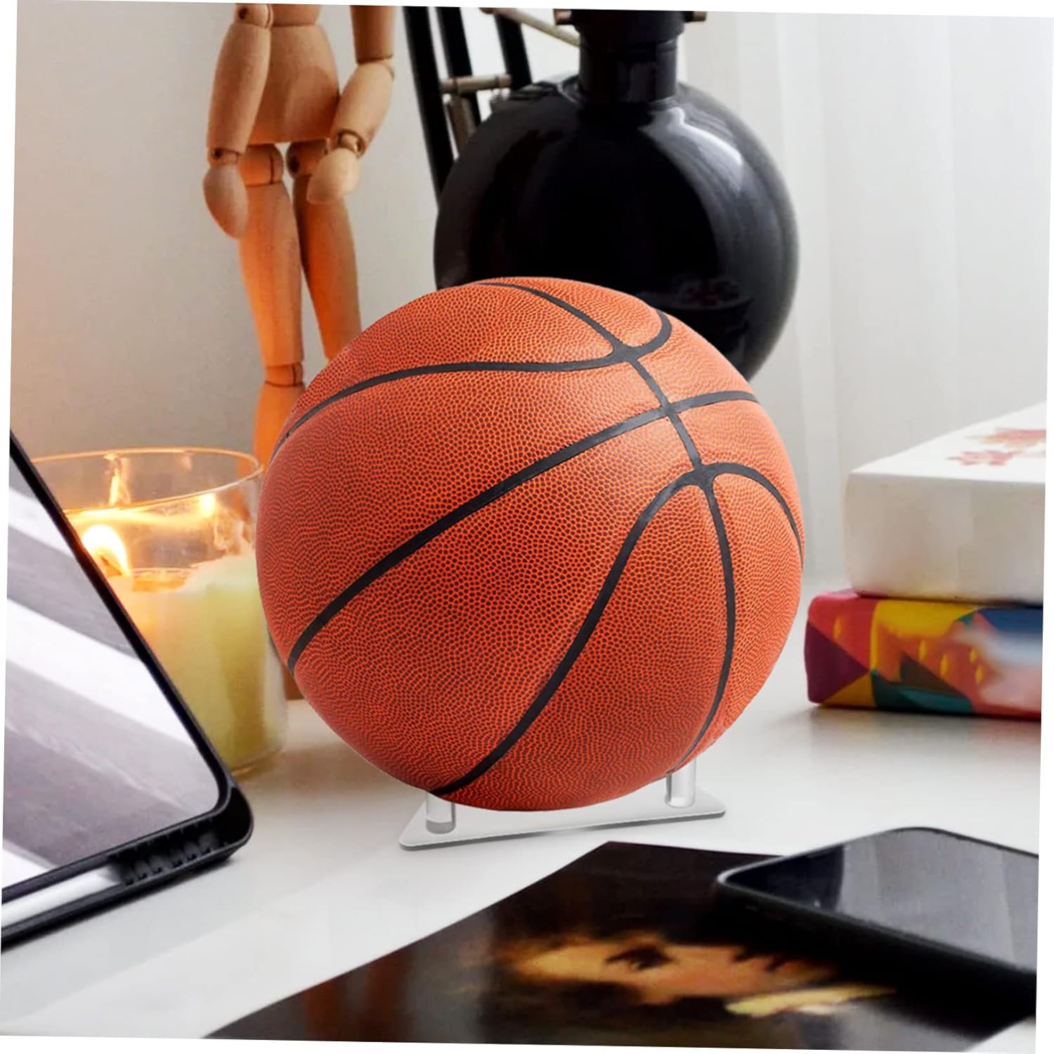 BESPORTBLE 4sets Football Display Acrylic Ball Stands Multi-color Ball Rack Organizer for Sports 2pcs*4