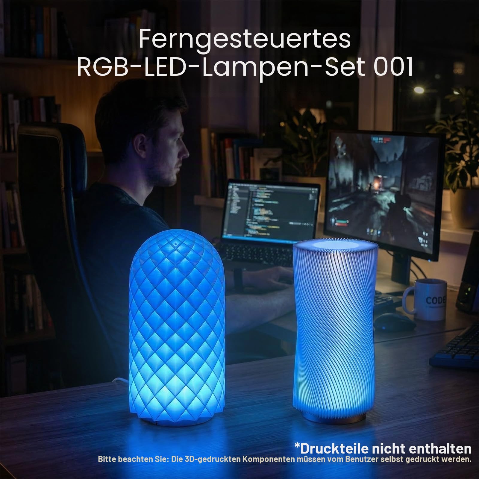LED Lampen-Set 001 für Bambu Lab,Fernbedienung RGB LED Licht Kit für 3D-Drucker Lampen, LED Lampe kompatibel mit Bambulab A1 mini/P1P/X1C, 5V USB LED-Beleuchtungsset für Makerworld 3D-Druck (10 Stück)