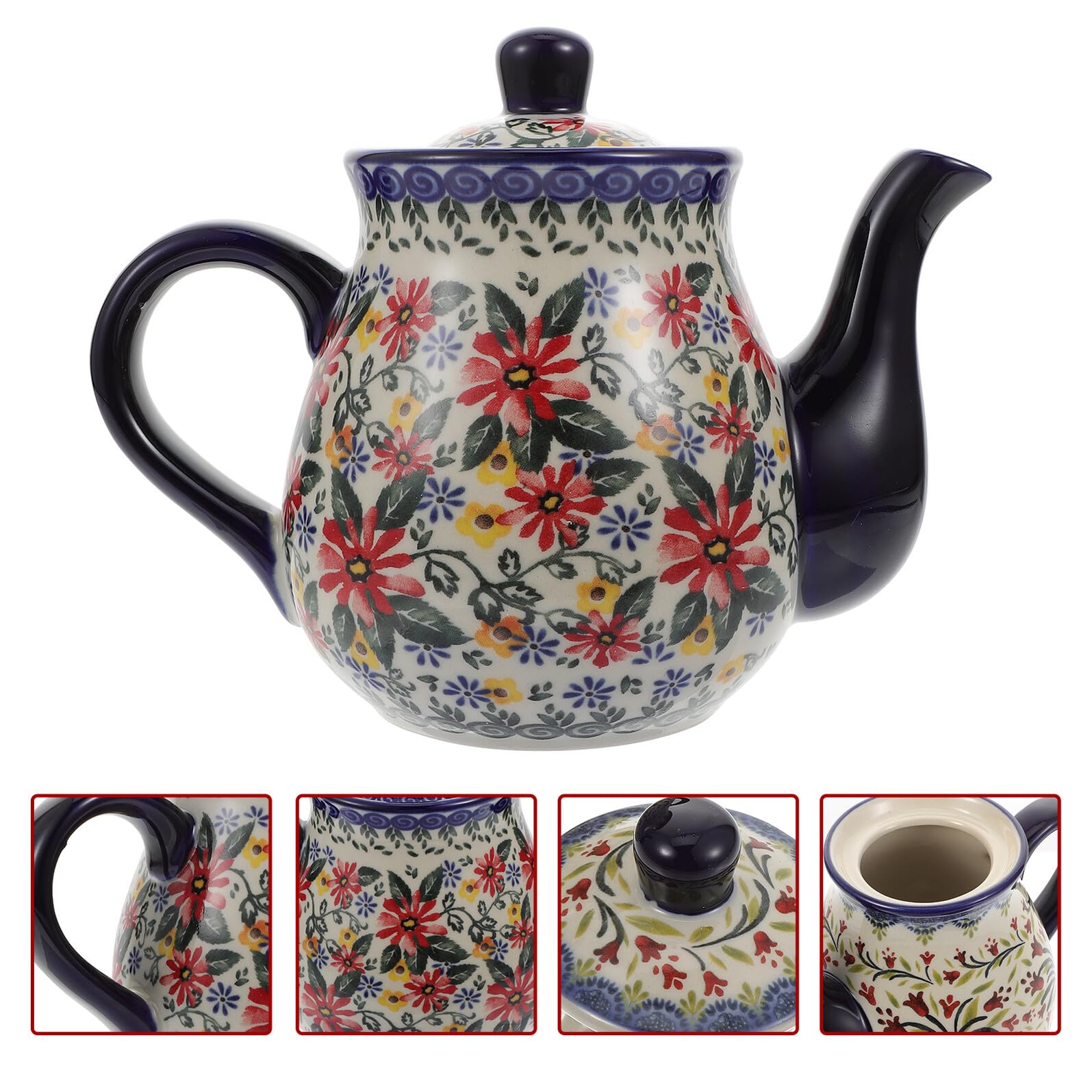 Ipetboom Tetera de Cerámica Resistente al Calor Hogar, Diseño Elegante y Fácil de Sostener, Adecuado Suministro de Té Cocina